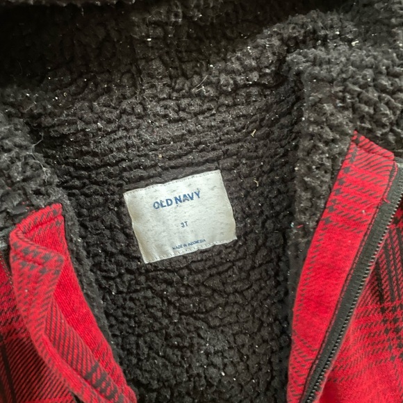 Boys Red & Black Plaid Sherpa Jacket 3T - Picture 2 of 2